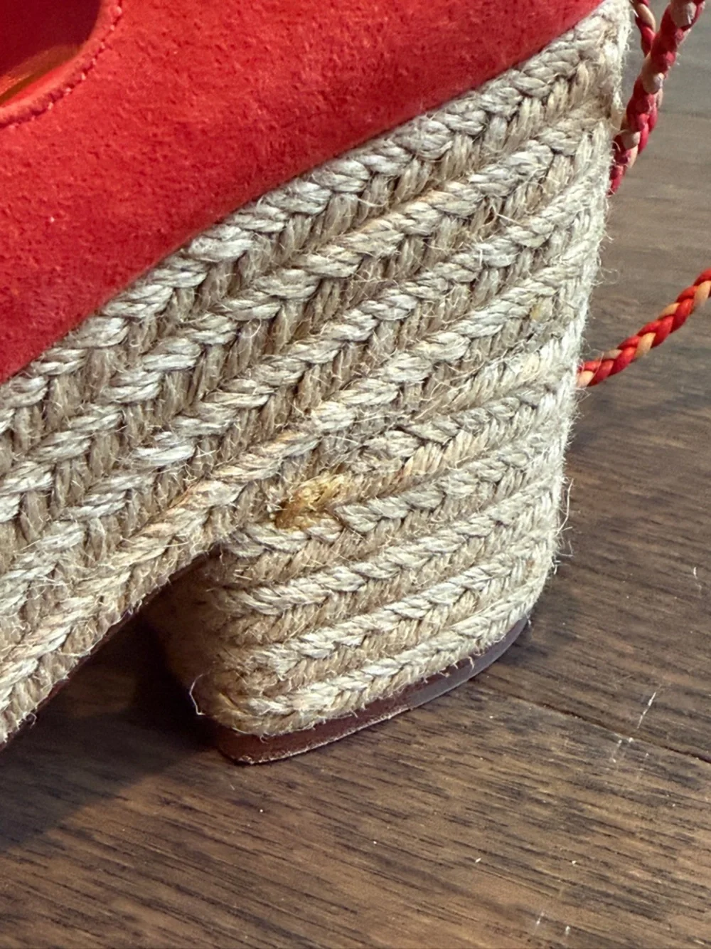 Tory Burch Red Suede Lace-Up Platform Heels - Picture 4 of 6